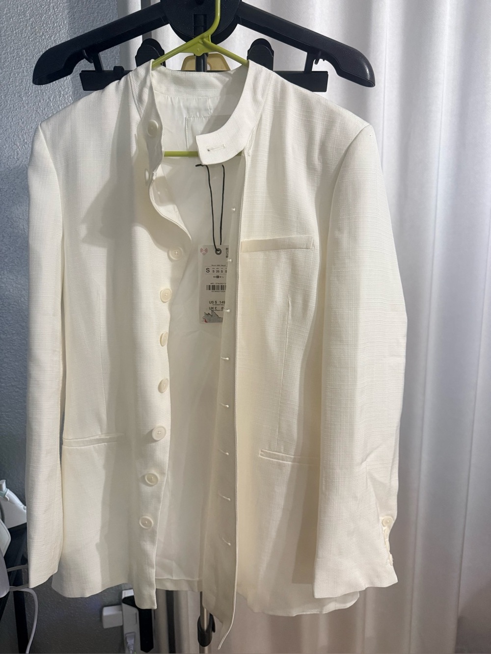 Zara Outfitters white Collarless Button-Front Top